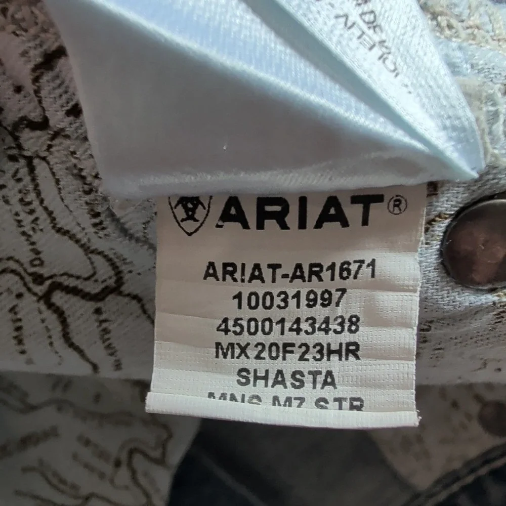 Ariat M7 Slim Fit Straight Leg Jean Mens 38x32 Light Wash Western Denim Workwear